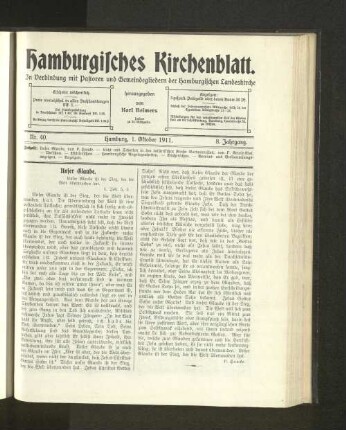 Nr. 40. Hamburg, 1. Oktober 1911. 8. Jahrgang.