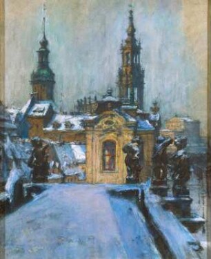 Blick aus Kuehls Atelier auf die Sekundogenitur : Blick aus Kuehls Atelier auf die Sekundogenitur. Mischtechnik/Pappe; 38,5 x 30,5 cm