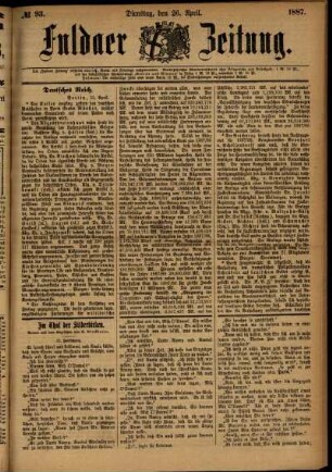 Ausgabe vom Dienstag, den 26. April 1887.