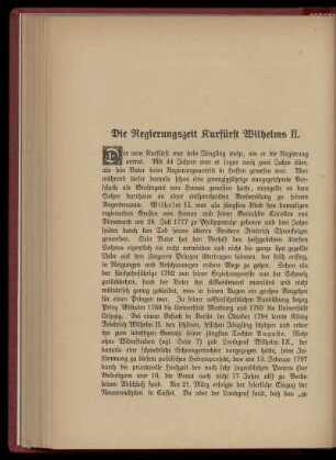 Die Regierungszeit Kurfürst Wilhelms II. (1821-31).