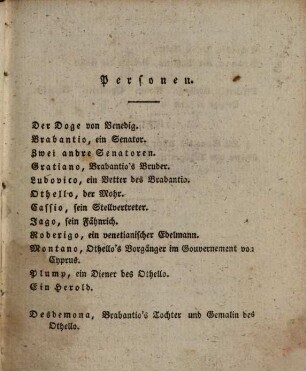 Shakespear's dramatische Werke. 19. Othello, der Mohr von Venedig. Ueber Shakespear. - 1826. - 308 S. : 1 Ill.