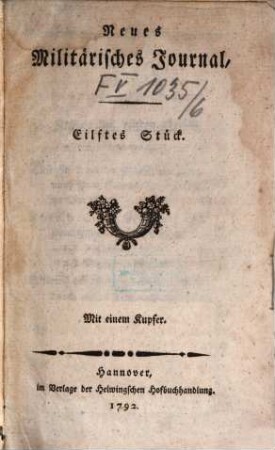 Neues militairisches Journal. 6 = St. 11 - 12. 1792