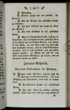 Zweytes Gespräch. Von dem Sakramente der Firmung.