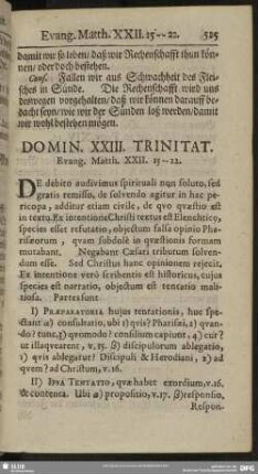 Domin. XXIII. Trinitat. Evang. Matth. XXII. 15-22