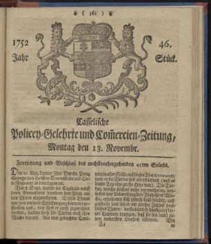 46. Stueck, Montag den 13. Novembr. 1752