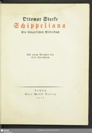 Schippeliana : ein bürgeliches Bilderbuch