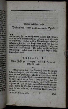 Einige arithmetische Divinations- oder Combinations-Spiele.