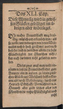 Das XLI. Cap. Diese Meynu[n]g wird in gewissen Stücken gebilliget / im übrigen aber widerleget