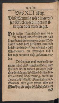 Das XLI. Cap. Diese Meynu[n]g wird in gewissen Stücken gebilliget / im übrigen aber widerleget
