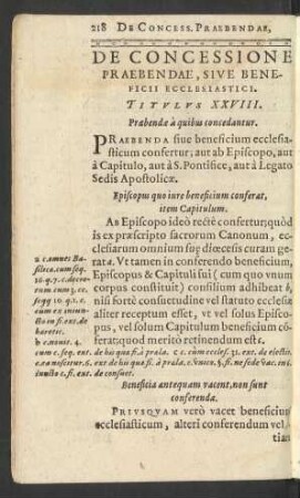 De Concessione Praebendae ... Titulus XXVIII.