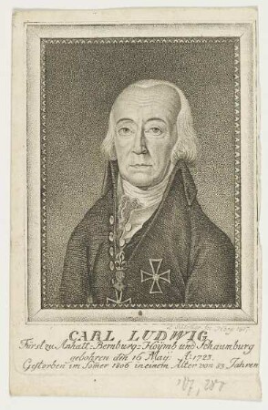 Bildnis des Carl Ludwig Fürst zu Anhalt-Bernburg-Hoymb und Schaumburg