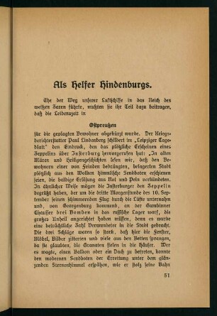 51-65, Als Helfer Hindenburgs