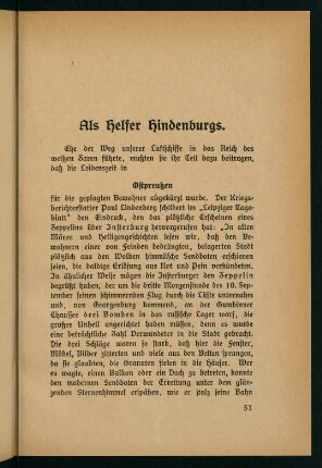 51-65, Als Helfer Hindenburgs