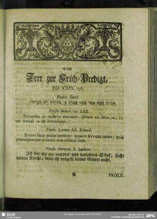 [Erklärung der Früh-Predigt, Psal. CXIX. 176]