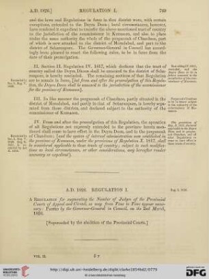 Regulations A.D. 1826-1830