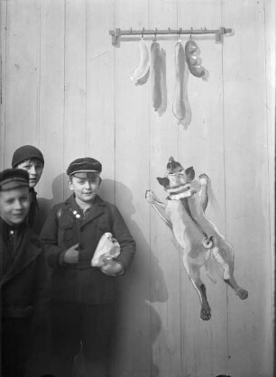Werbebild der Fleischerei Hans Winsch auf Bauzaun