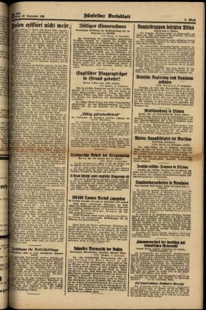 Zweite Ausgabe vom Mittwoch, den 20. September 1939.