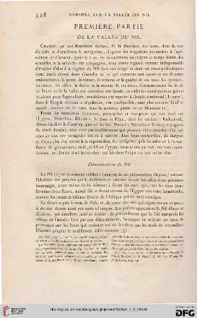 Première partie: De la vallée du Nil
