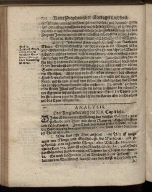 Analysis. Oder Zergliederung des XIII. Capittels