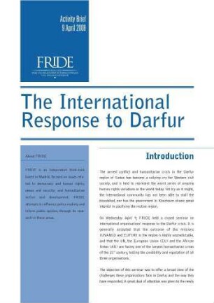 The international response to Darfur