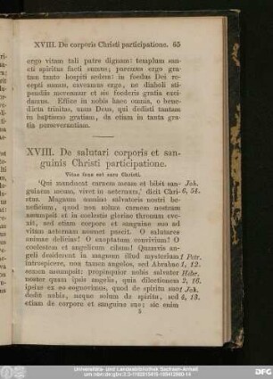 XVIII. De salutari corporis et sanguinis Christi participatione.