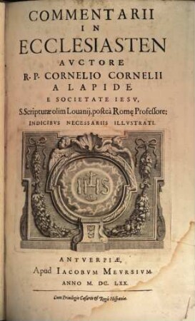 Commentarii In Ecclesiasten : Indicibvs Necessariis Illvstrati