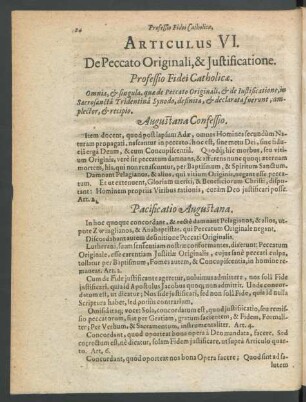 Articulus VI. De Peccato Originali, & Iustificatione.