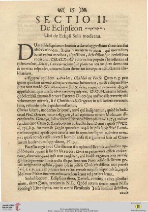 Sectio II: De Eclipseon paratērēsei, Ubi de Eclipsi Solis moderna