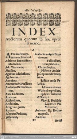 Index Auctorum quorum in hoc opere sit mentio