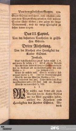Dritte Abtheilung. Von der Klarheit oder Herrligkeit der Kinder GOttes.