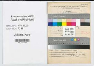 Entnazifizierung Hans Johann , geb. 04.09.1909 (Verw.Inspektor)