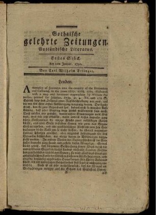 Erstes Stück, den 2ten Januar, 1790.