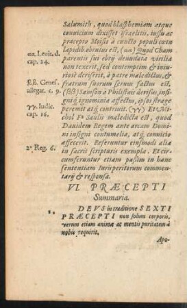 VI. Praecepti Summaria.