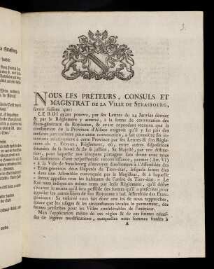 1-12, Nous Les Préteurs, Consuls Et Magistrat ...