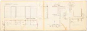 Reichsluftfahrtministerium, Berlin: Raum des Vorstehers L2 (EG): Wandabwicklung und Einbauschränke Ansicht, Grundriss, Schnitt 1:10, Details