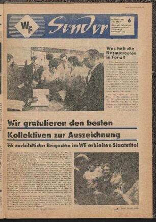 Betriebszeitung 'WF-Sender', Nr.6/1971 (24. Februar 1971)