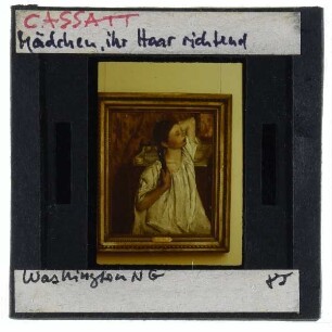 Cassatt, Mädchen, ihr Haar richtend