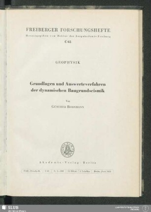 Grundlagen und Auswerteverfahren der dynamischen Baugrundseismik : 4 Tabellen