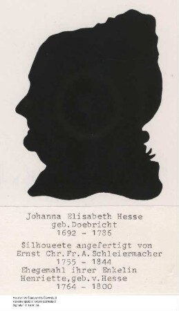 Hesse, Johanna Elisabeth geb. Döbricht (1692-1786) / Porträt, Brustbild