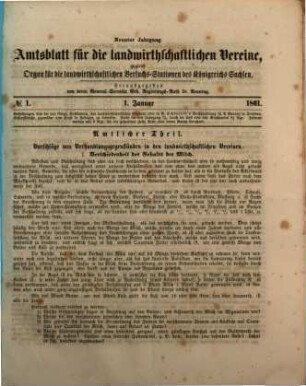 Amtsblatt für die landwirthschaftlichen Vereine : zugl. Organ für die Landwirthschaftlichen Versuchsanstalten des Königsreiches Sachsen. 9, 9. 1861