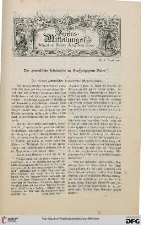 Vereinsmitteilungen Nr. 6 (August 1885)