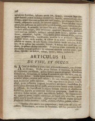 Articulus II. De Visu, Et Oculo.
