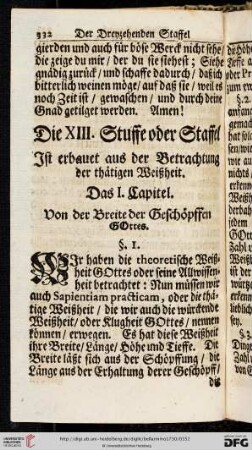 Die XIII. Stuffe oder Staffel ist erbauet aus der Betrachtung der thaetigen Weißheit