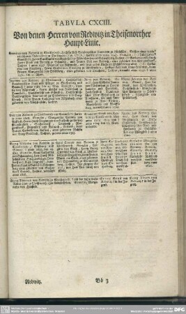 Tabula CXCIII. Von denen Herren von Redwitz in Theisenorther Haupt-Linie