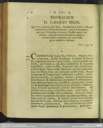 Privilegium D. Casismiri Regis ... Tom. I. pag. 183.