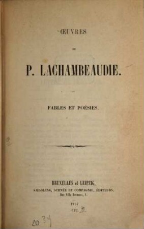 Oeuvres : Fables et Poésies