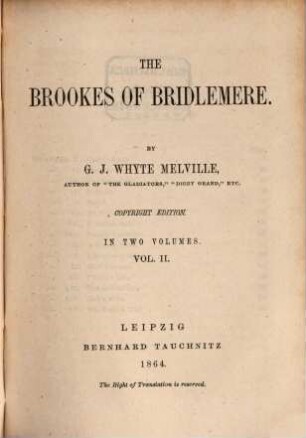 The Brookes of Bridlemere : in 2 volumes, 2