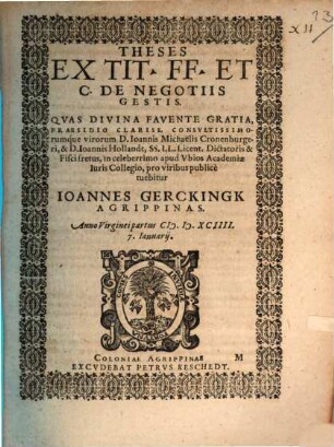 Theses ex tit. FF. et C. de negotiis gestis