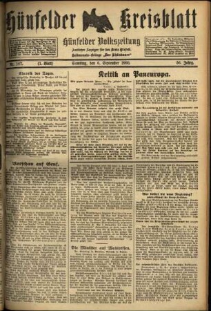 Erste Ausgabe vom Samstag, den 06. September 1930.