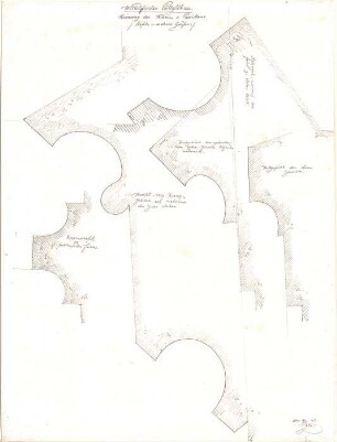 Gärtner, Friedrich von; München; Wittelsbacherpalast - Turmkrönung u. Profile (Details)